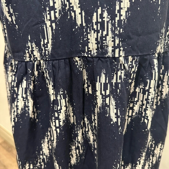 Navy blue abstract pattern, Midi maxi dress, sleeveless,  tiered SZ L NWOT - Picture 6 of 6